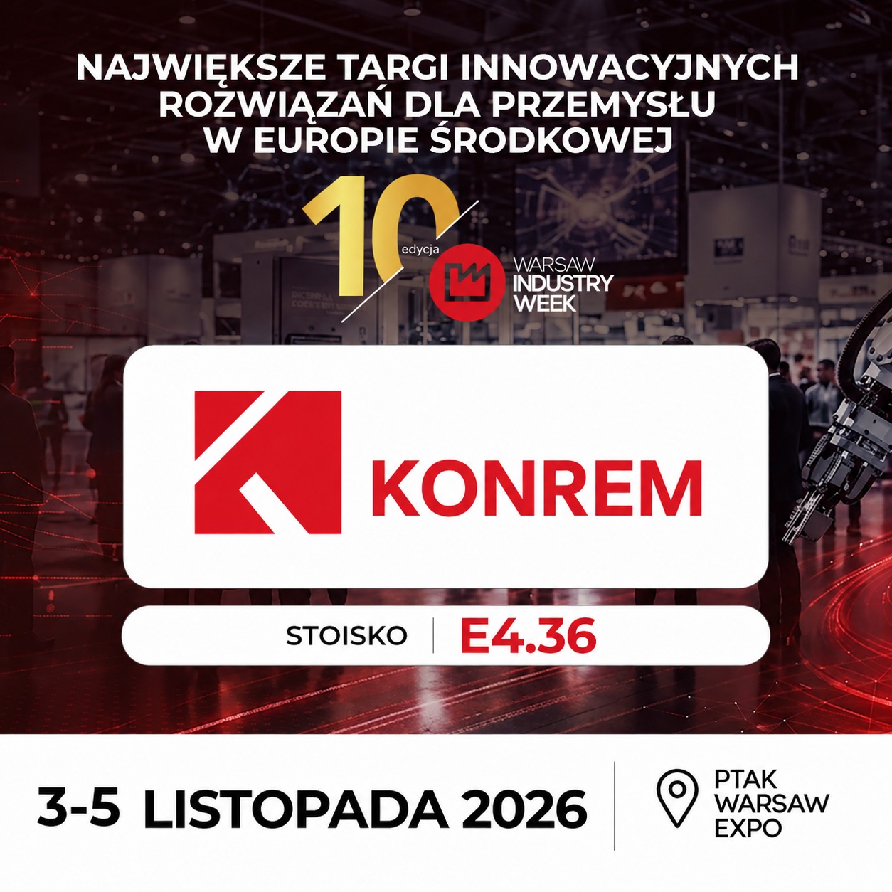 Konrem S.A. na&nbsp;Warsaw Industry Week 2026. Zobacz nasze rozwiązania w&nbsp;działaniu!